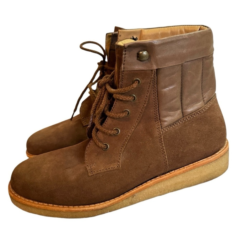 A.P.C. Suede wedge lace up ankle booties 40 / 9.5-10 brown